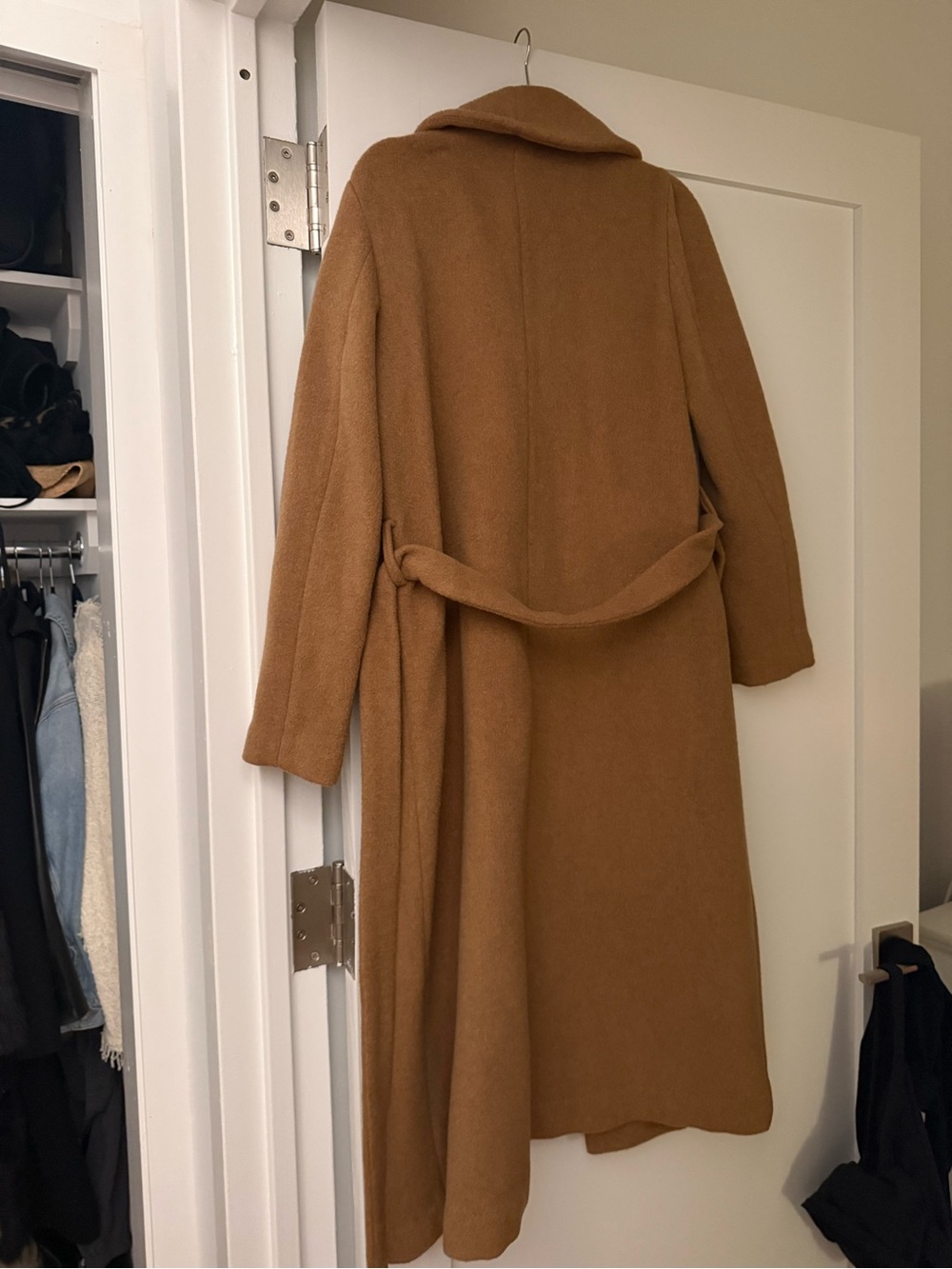 Reformation Long Camel Brown Wrap Coat - Picture 2 of 2